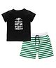 Kadam Baby Cotton Knit Raksha Bandhan Theme Half Sleeves My Brother Has An Awesome Sister Text Printed Tee & Shorts Set - Black