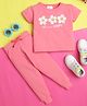 Knitting Doodles Pure Cotton Knit Half Sleeves Choose Happy Text Printed Tee & Joggers Set - Pink