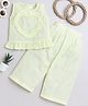 Knitting Doodles Pure Cotton Woven Sleeveless Striped & Heart Designed Top & Pant Set - Yellow