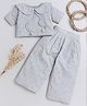 Knitting Doodles Cotton Woven Half Sleeves Polka Dots Printed Top & Coordinating Pant Set - Grey
