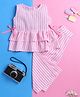 Knitting Doodles Rayon Woven Sleeveless Striped Top & Coordinating Pant Set - Pink