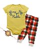 Kadam Baby Cotton Knit Raksha Bandhan Theme Half Sleeves My 1st Rakhi Text Printed Onesie With Joggers & Rakhi - Yellow