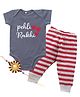 Kadam Baby Cotton Knit Raksha Bandhan Theme Half Sleeves Pehli Rakhi Text Printed Onesie With Joggers & Rakhi - Grey