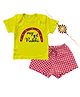 Kadam Baby Cotton Knit Raksha Bandhan Theme Half Sleeves My 1st Rakhi Text Printed Tee & Shorts With Rakhi Set - Yellow