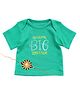 Kadam Baby Cotton Knit Half Sleeves Awesome Big Brother Text Printed Tee With Rakhi - Green