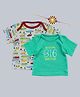 Kadam Baby Cotton Knit Half Sleeves Awesome Big Brother Text & Vehicles Printed Tees With Rakhi - Green & Multi Colour