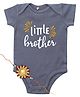 Kadam Baby Cotton Knit Raksha Bandhan Theme Half Sleeves Little Brother Text Printed Onesie With Rakhi - Grey