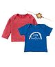 Kadam Baby Cotton Knit Pack Of 2 Full Sleeves Little Brother Text & Anchor Printed Tees With Rakhi - Blue & Red