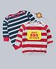 Kadam Baby Cotton Knit Raksha Bandhan Theme Pack Of 2 Full Sleeves Best Bro In Town Text Printed & Striped Sweatshirts With Rakhi - Red & Black