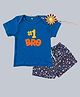 Kadam Baby Cotton Knit Raksha Bandhan Theme Full Sleeves Hashtag 1 Bro In Town Text Printed Tee & Shorts With Rakhi - Blue