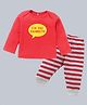 Kadam Baby Cotton Knit Full Sleeves I M The Favourite Text Printed Tee & Pant Set - Red