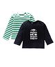 Kadam Baby Cotton Knit Raksha Bandhan Theme Pack Of 2 Full Sleeves My Brother Has An Awesome Sister Text Printed & Striped Tees - Black & Green