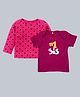 Kadam Baby Cotton Knit Raksha Bandhan Theme Pack Of 2 Full Sleeves Hashtag 1 Sis Text & Polka Dots Printed Tee - Maroon & Pink