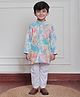 Polka Tots Cotton Woven Full Sleeves Tie Dye With Lace Embellished Kurta Pyjama Set - Multi Color