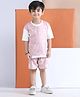 Polka Tots Cotton Knit Half Sleeves Tie Dye Tee & Shorts Set - Pink