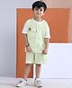 Polka Tots Cotton Knit Half Sleeves Tie Dye Tee & Shorts Set - Green
