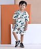 Polka Tots Cotton Knit Half Sleeves Jungle Theme Printed Tee & Shorts Set - White