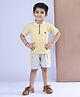 Polka Tots Cotton Knit Half Sleeves Textured Tee & Shorts Set - Beige