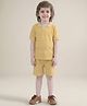Polka Tots Cotton Knit Half Sleeves Textured Tee & Shorts Set - Yellow