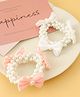 Hola Bonita Hair Rubber Bands with Pearls & Bow Applique Pack of 2 - White & Pink