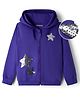 Pine Kids Cotton Knit Full Sleeves Hooded SweatJacket with Sequined Star Design - Purple