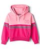 Pine Kids Cotton Knit Full Sleeves Hooded Sweatshirt with Cut & Sew Design - Pink