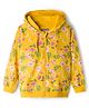 Pine Kids Cotton Knit Full Sleeves Hooded Sweatjacket With Floral Print - Yellow