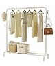 House Of Quirk Metal Garment Rack Heavy Duty Indoor Bedroom Clothes Coat Stand Shoes Rack With Top Rod And Lower Storage Shelf Clothes Rack 6 Hooks - White