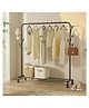House of Quirk Metal Garment Rack Heavy Duty Indoor Bedroom Clothes Coat Stand Shoes Rack With Top Rod And Lower Storage Shelf Clothes Rack 6 Hooks - Black