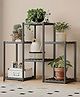 House of Quirk 6 Tier Plastic Plant Stand with Wheels Multi-Purpose Ladder Shelf for Pots Books & Décor - Black