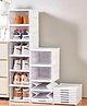 House of Quirk 6Layer Foldable & Stackable Shoe Cabinet Transparent Plastic Shoe Boxes with Magnetic Front Door No Installation Needed Space-Saving Shoe Organizer - White