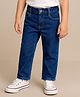 Babyhug Cotton Denim Full Length Washed Jeans With Stretch - Dark Blue