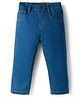 Babyhug Cotton Denim Full Length Washed Jeans With Stretch - Royal Blue