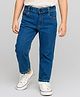 Babyhug Cotton Denim Full Length Washed Jeans With Stretch - Mid Blue