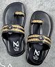 The Madras Trunk Lace Detailed Kolhapuri Sandals - Black & Golden