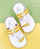 The Madras Trunk Lace Detailed Kolhapuri Sandals - White & Yellow