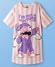 Pine Kids Disney Single Jersey Knit Mid Thigh Half Sleeves Nighty With Lilo & Stitch Graphics - Pink