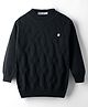 Noddy Cotton Lycra Knit Full Sleeves Geometric Designed Sweater - Black