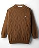 Noddy Cotton Lycra Knit Full Sleeves Geometric Designed Sweater - Brown
