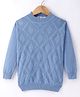 Noddy Cotton Lycra Knit Full Sleeves Geometric Designed Sweater - Light Blue