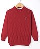 Noddy Cotton Lycra Knit Full Sleeves Geometric Designed Sweater - Maroon