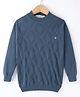 Noddy Cotton Lycra Knit Full Sleeves Geometric Designed Sweater - Turquoise