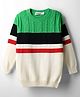 Noddy Full Sleeves Colour Blocked & Cable Knit Designed Tee - Green