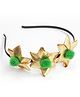 Pihoo Navratri Theme Gota Lace Embellished Pom Pom Applique Detailed Hair Band - Parrot Green
