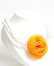 Pihoo Pearls Embellished Floral Applique Detailed Adjustable Necklace - Yellow
