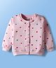 Doodle Poodle 100% Cotton Knit Light Weight Full Sleeves Sweatjacket With Heart Print - Light Pink
