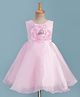 Bluebell Tissue Woven Sleeveless Party Frock With Floral Applique - Pink