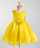 Bluebell Tissue Woven Sleeveless Party Frock With Floral Applique - Golden