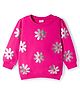 Babyhug Fleeve Knit Full Sleeves Sweatshirt With Foil Floral Print - Pink