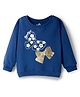 Doodle Poodle 100% Cotton Knit Light Weight Full Sleeves Sweatshirt with Bow & Floral Print - Navy Blue